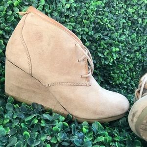 Wedge Tie Bootie Shoe